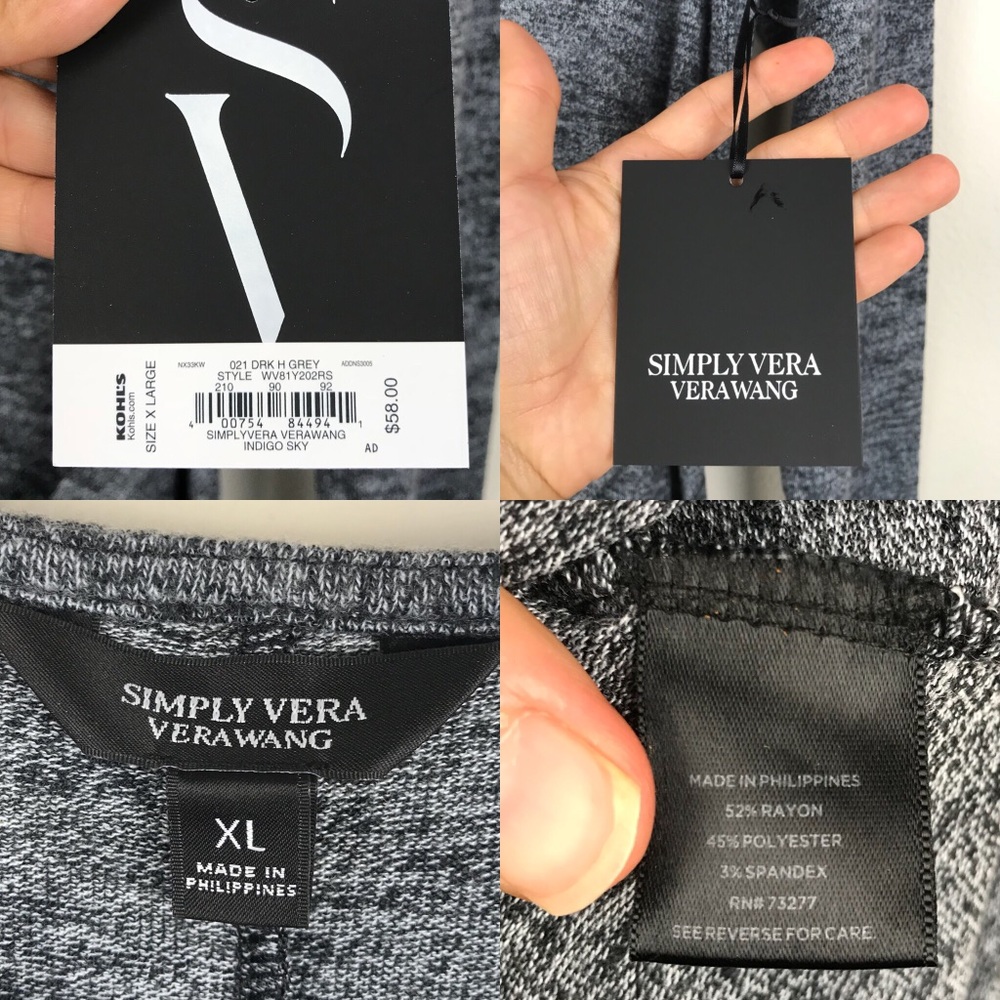 Simply Vera Shift Dress Faux Wrap LS Asymmetrical - Picture 8 of 8